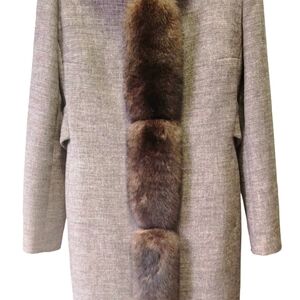 Chic Gray Cape with Faux Fur Detail